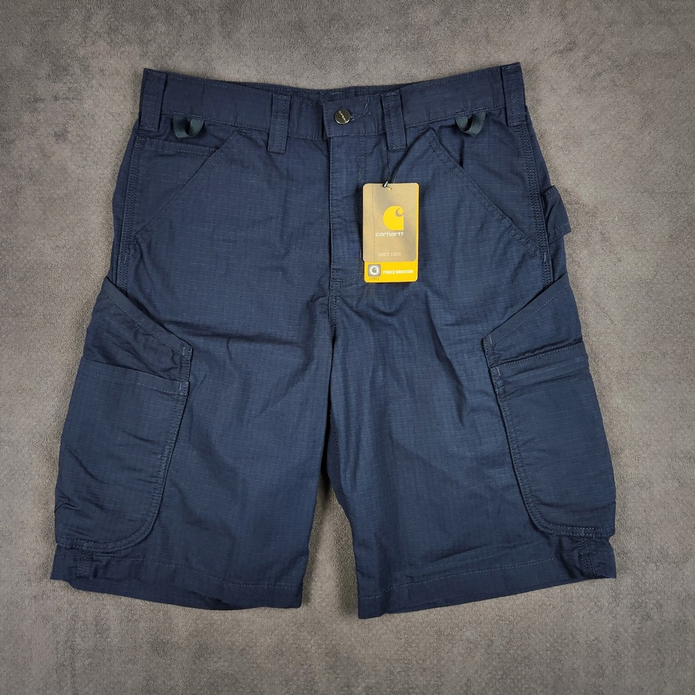 Carhartt Force Broxton Cargo Short Mens 31 Navy Blue‎ Ripstop Relaxed 103645 NEW